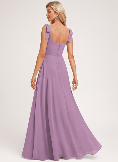 Maxi Chiffon Bridesmaid Dresses with V Neck Vintage Mauve main image 1