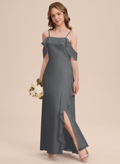 A-line Cascading Ruffles Chiffon Dress