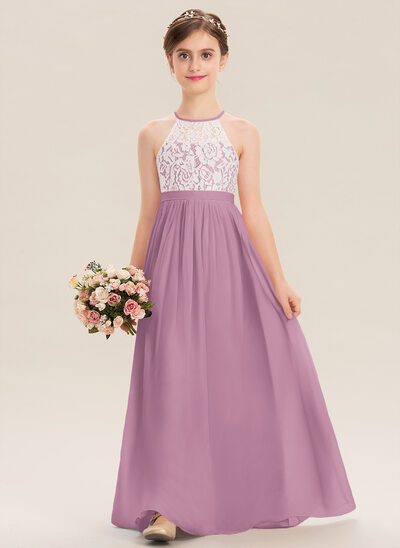 One Shoulder Pleated Junior Bridesmaid Dress With Flowers Wisteria main image 1