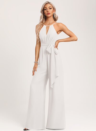 Mono con escote halter de gasa