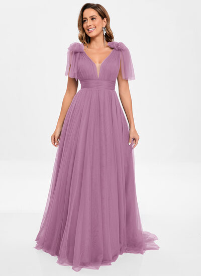 V-Neck Bow Tulle Dress