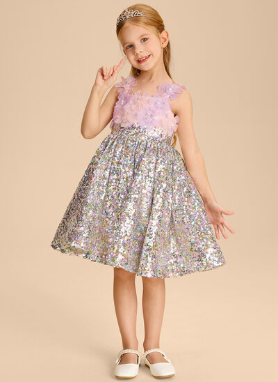 Kjole med A-linje 3D blomster Blonder Kjole