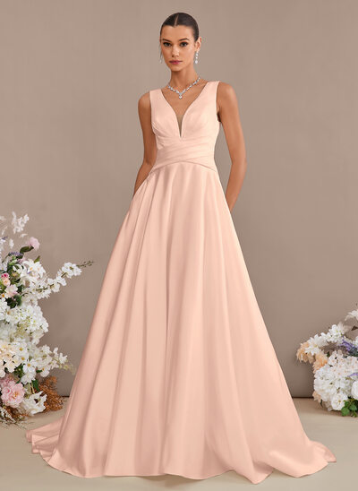 A-line Pockets Satin Dress