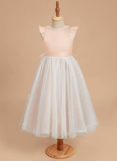 A-line Beading Satin Dress
