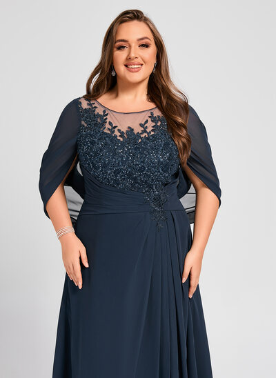 navy blue dress for baby girl Plus Size Mother Of The Bride Dresses 3/4 Sleeves Chiffon Lace Applique A  Line