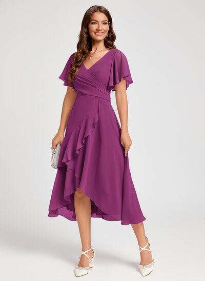Robe midi avec volants en cascade en mousseline