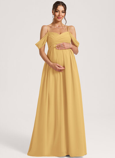 gold maternity bridesmaid dresses Gold Satin Pleated Sweetheart Maternity Midi Dress – PinkBlush main image 0