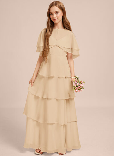 champagne satin junior bridesmaid dress Gorgeous Halter Chiffon Junior Bridesmaid Dress