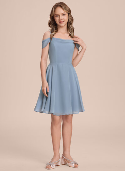 two piece junior bridesmaid dresses Duntery Asymmetrical Chiffon Junior Bridesmaid Dress Halter Spaghetti Straps, Mulberry main image 0