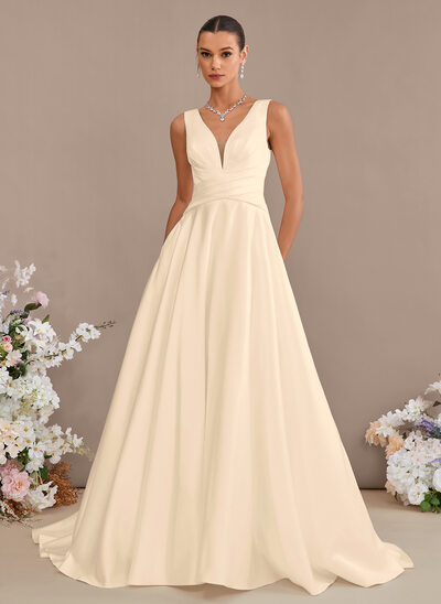 A-line Pockets Satin Dress