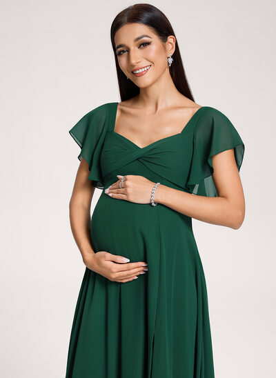 green emerald velvet dress Long green maternity dress for bridesmaid - Gala Essential main image 0