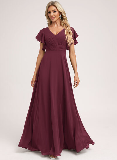 green bridesmaid dress long sleeve Zapakasa Women Eucalyptus Green Tulle A-Line Long Bridesmaid Dress V-Neck Long  Sleeves Wedding Guest Dress main image 0