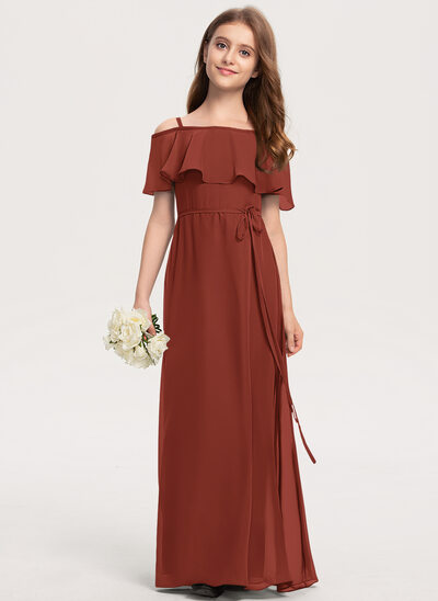 Klänning A-linjeklänning i Chiffong med Off-shoulder Rosett