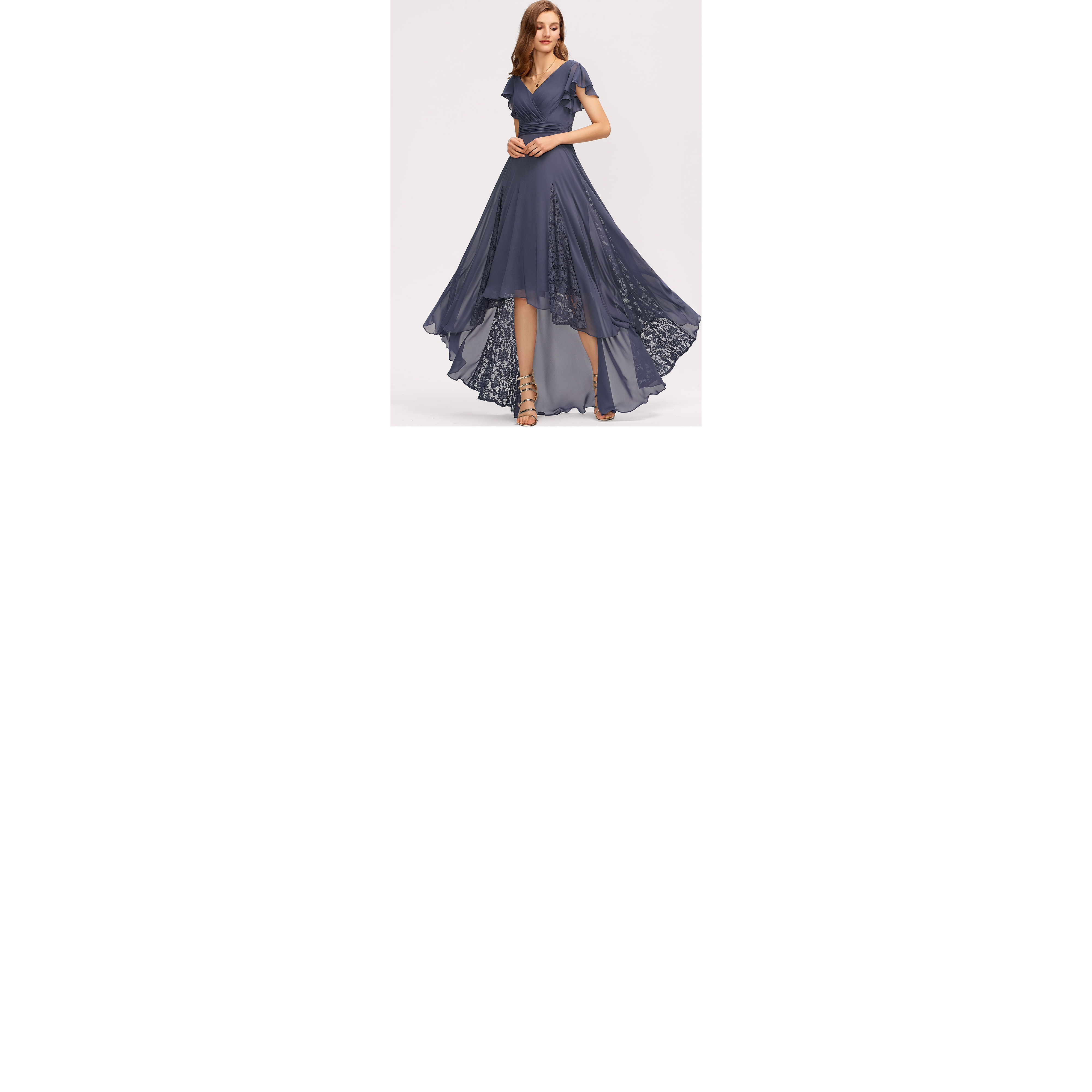 knee length dresses for ladies Miss Anne Hi-Low lace dress 219316 – South Coast Brides main image 0