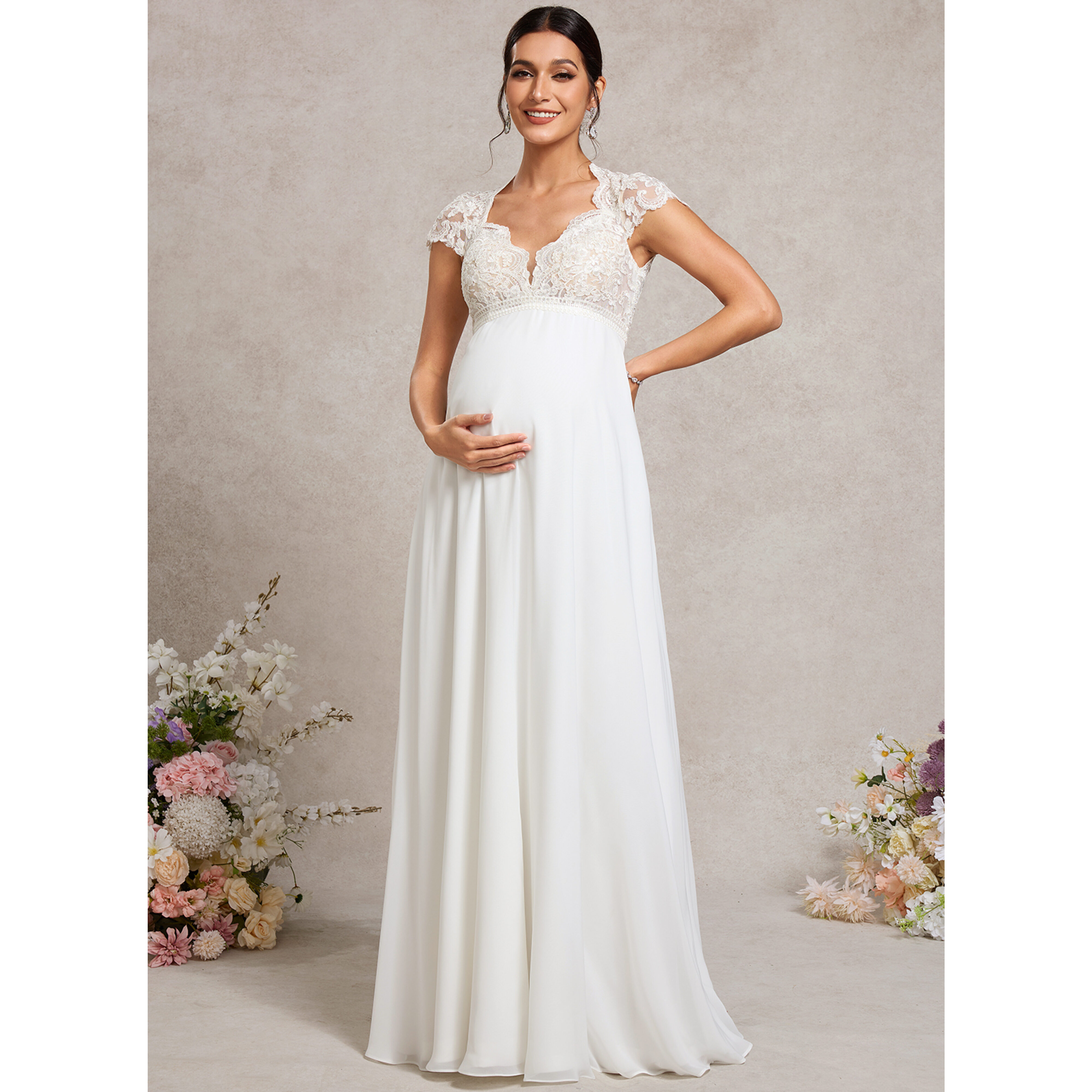 Cosette A-line Lace Maternity Wedding Dress | JJ's House Cosette A-line Lace Maternity Wedding Dress | JJ's House