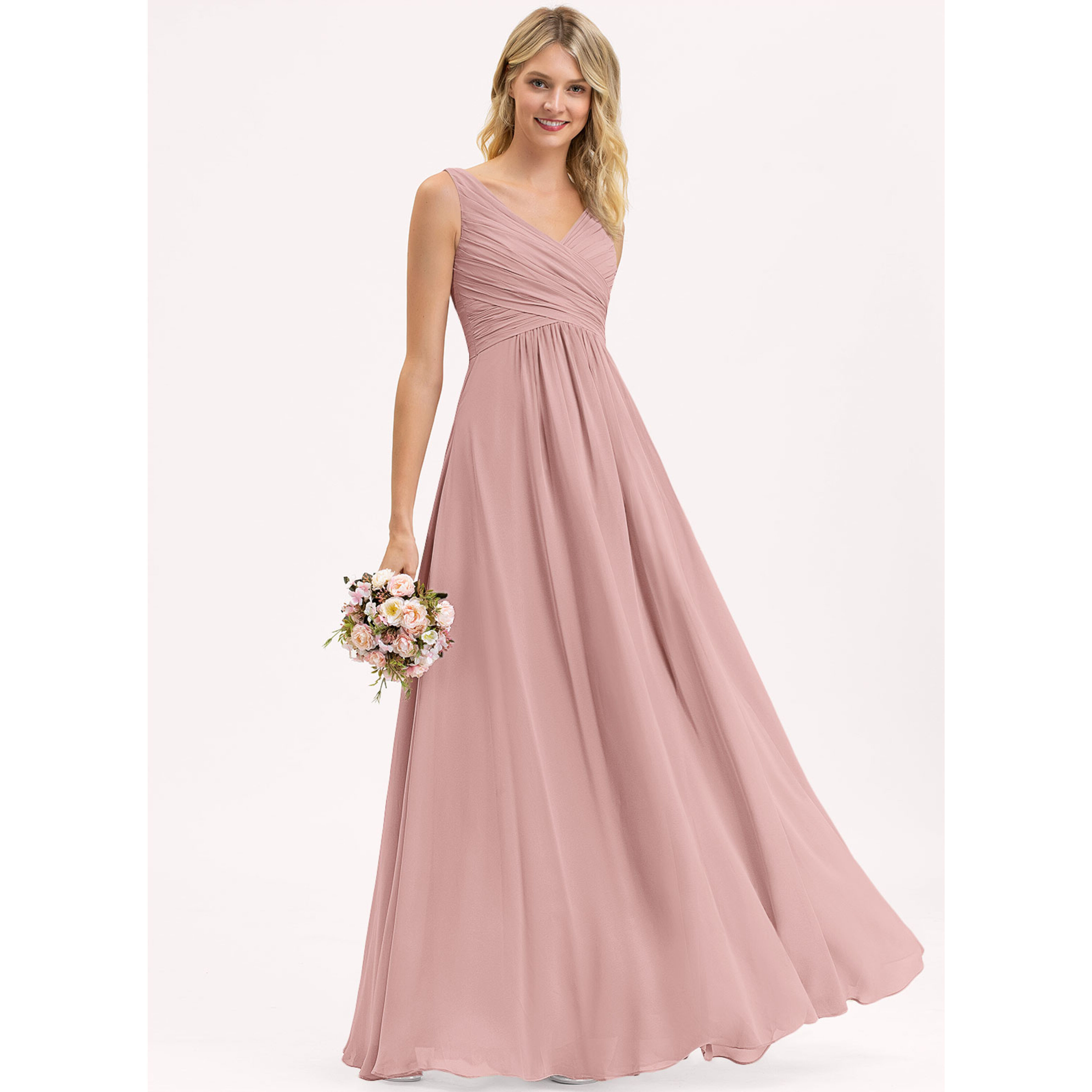 satin moss green bridesmaid dresses A-Line Floor Length Chiffon Bridesmaid Dress COCOMELODY CB0717, Dark Purple