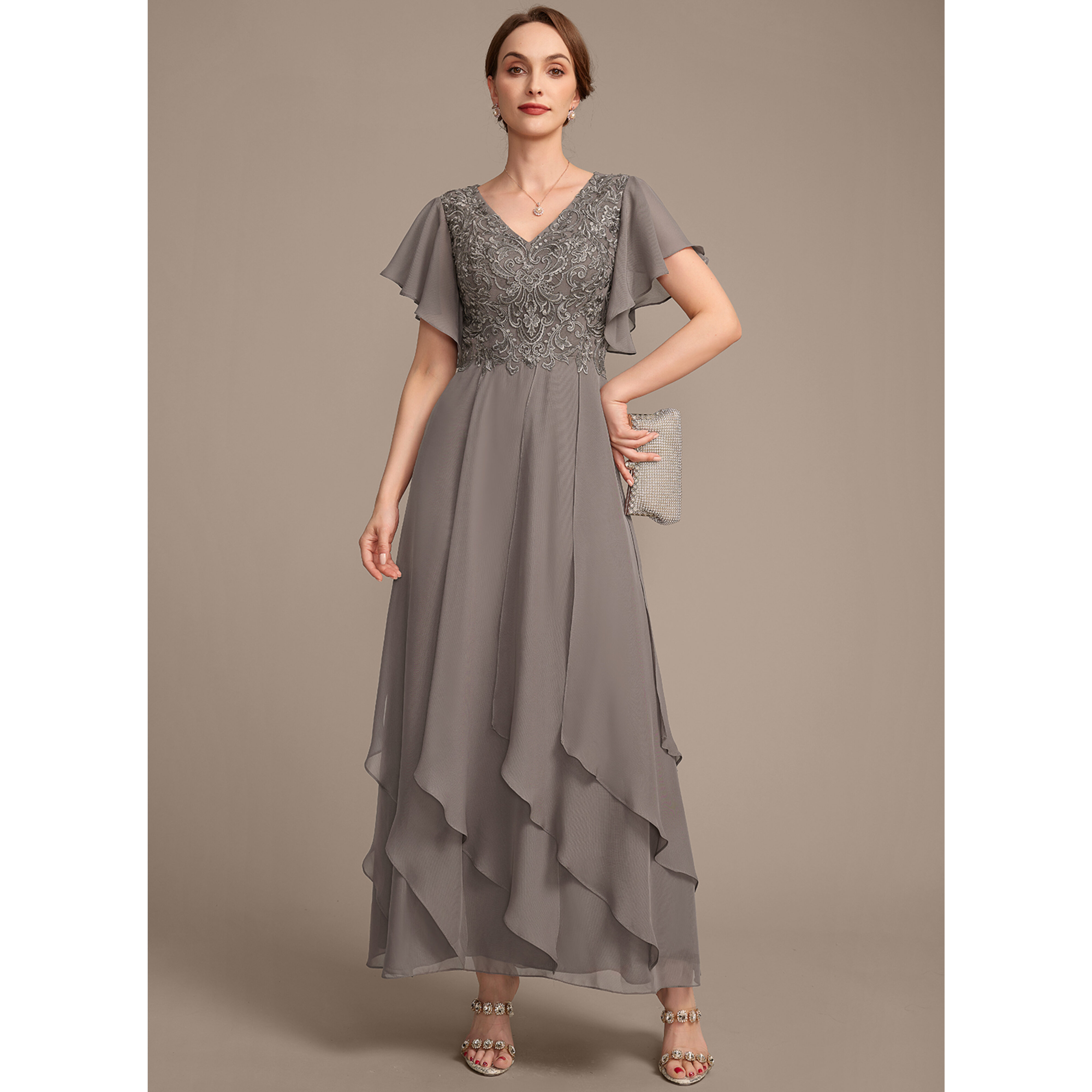 Krisbel A-line V-Neck Lace Mother of the Bride Dress | JJ's House